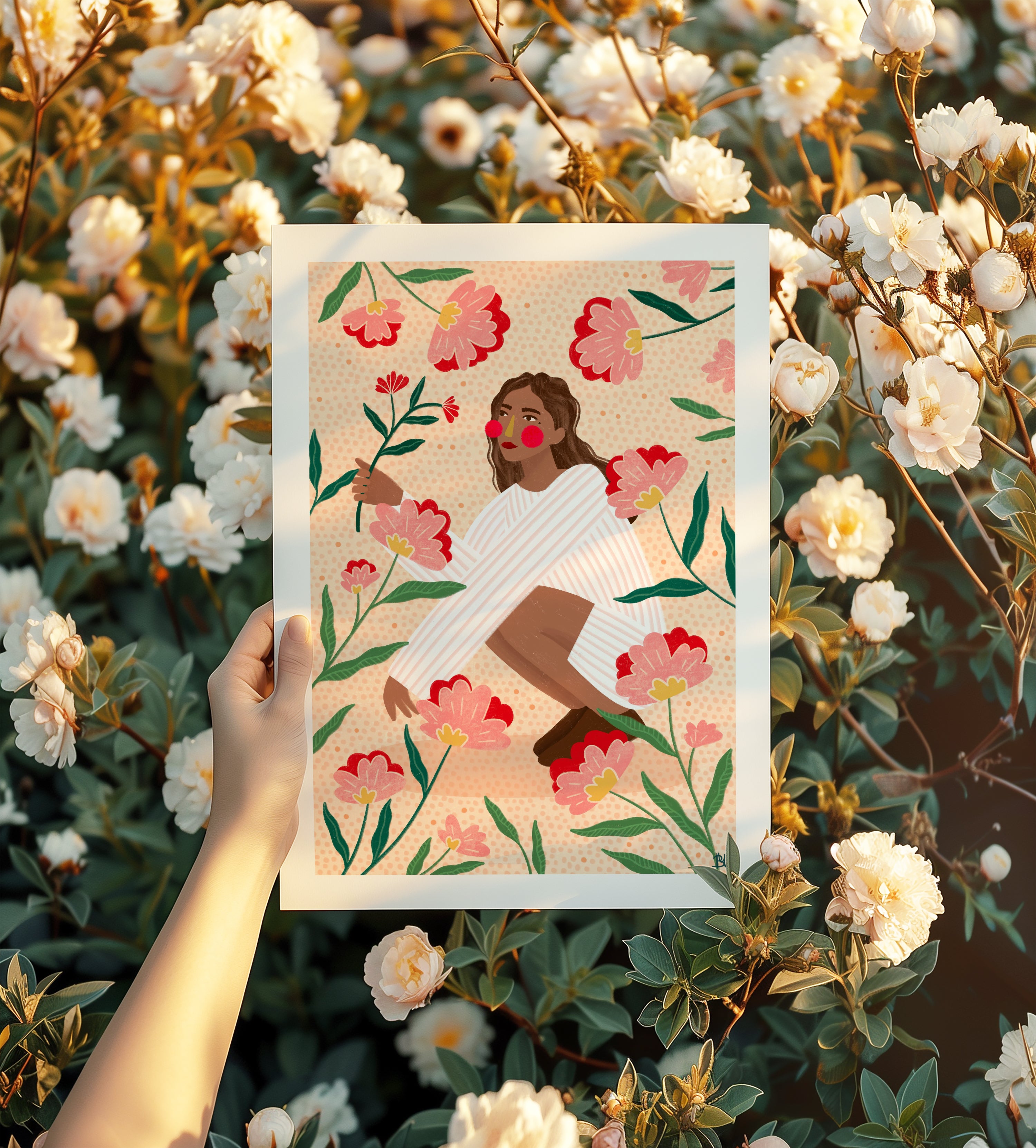 THE WOMAN SURROUNDED BY FLOWERS