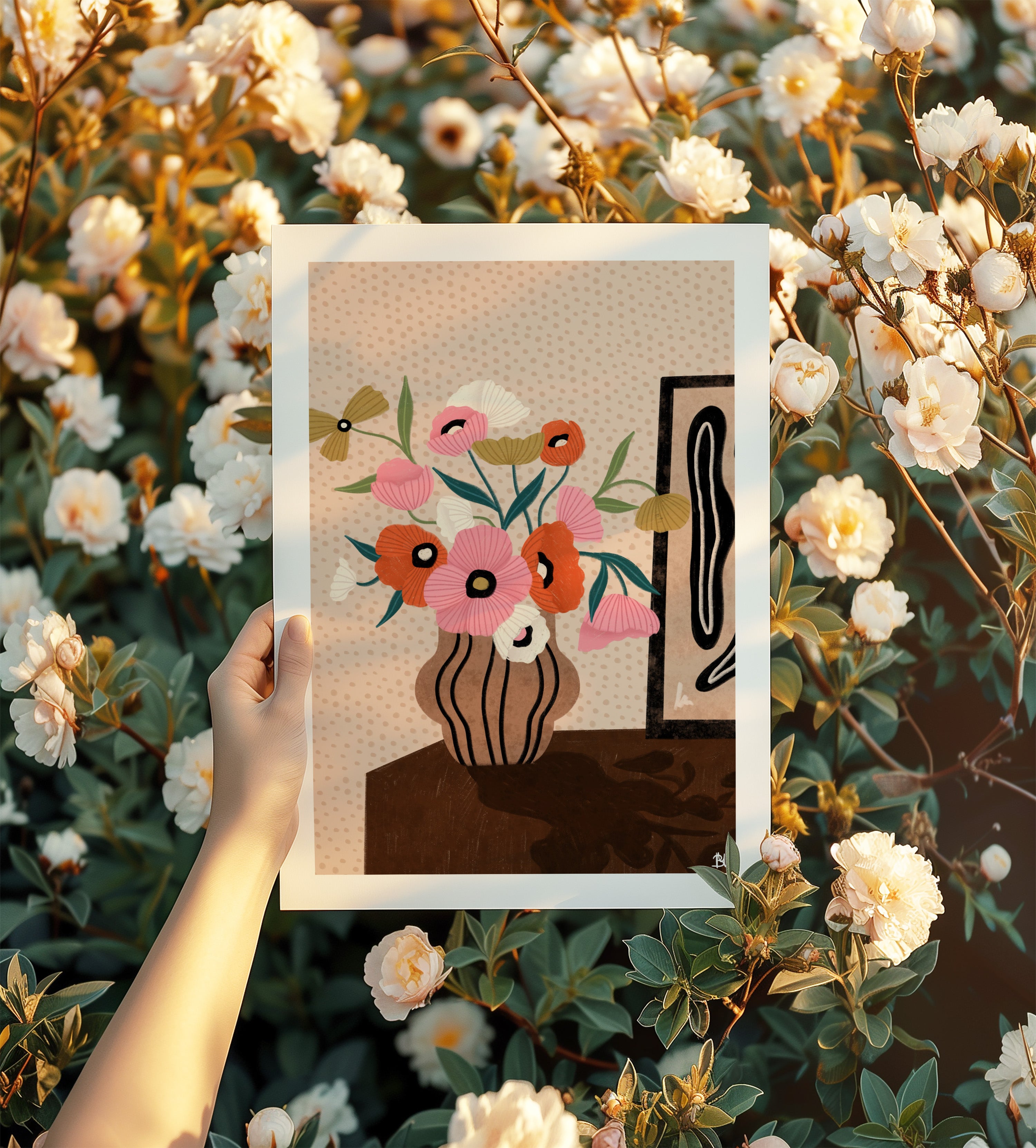 FLOWERS ON SIDEBOARD