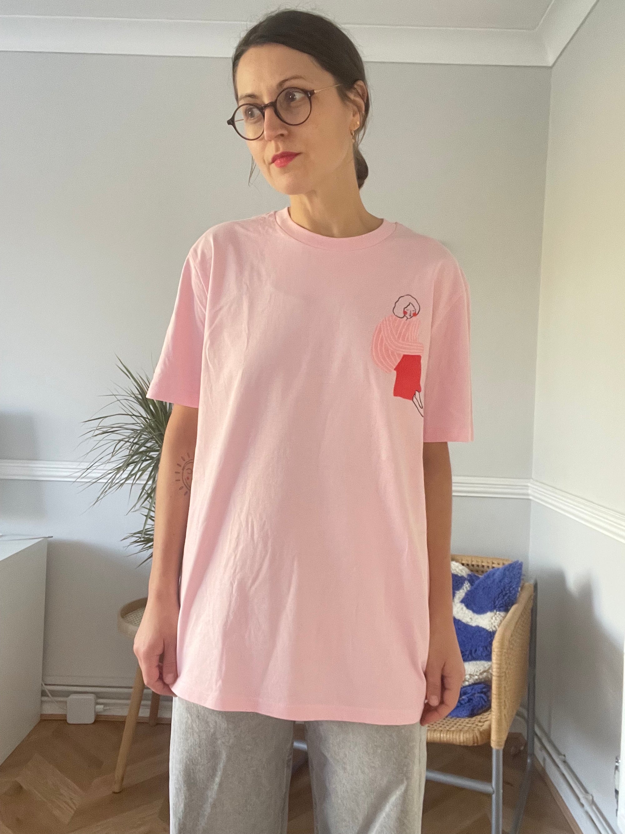 T-SHIRT PINK AND RED LINE LADY