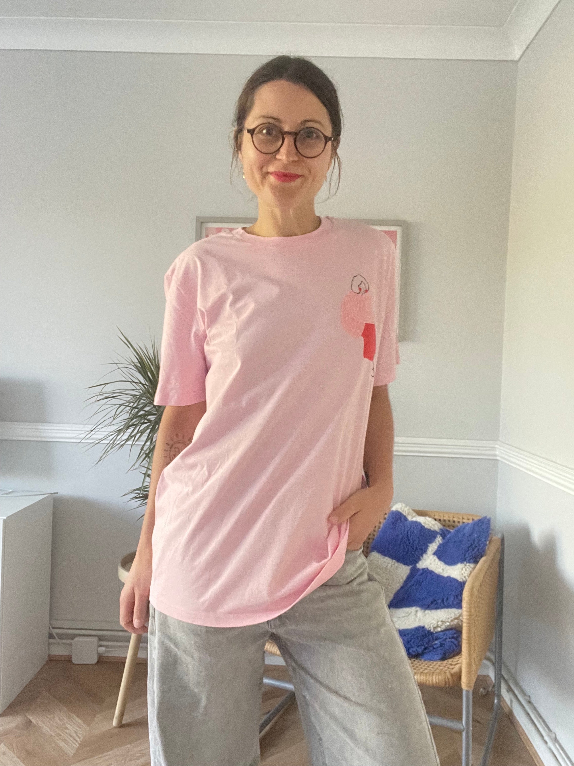 T-SHIRT PINK AND RED LINE LADY