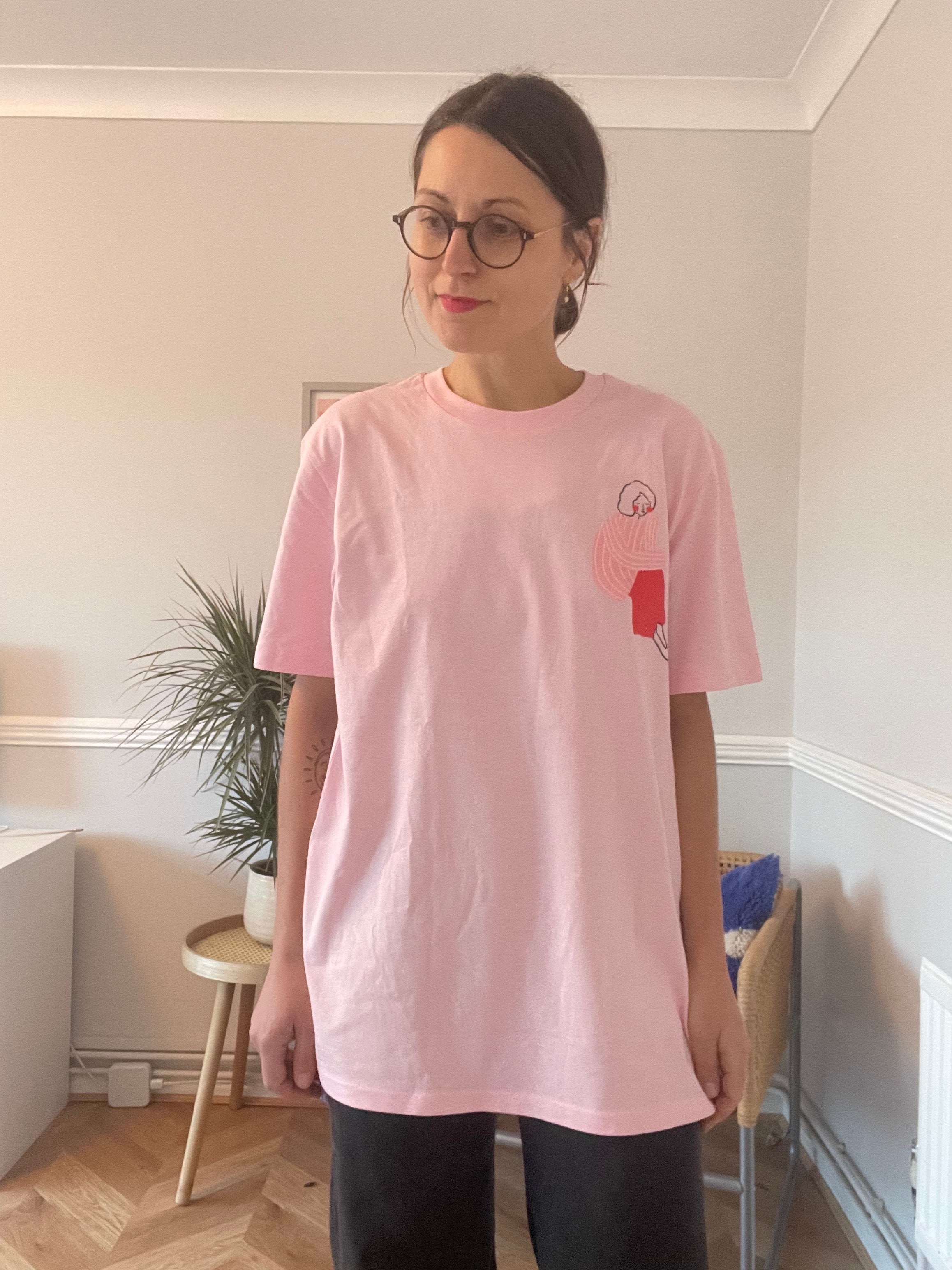 T-SHIRT PINK AND RED LINE LADY