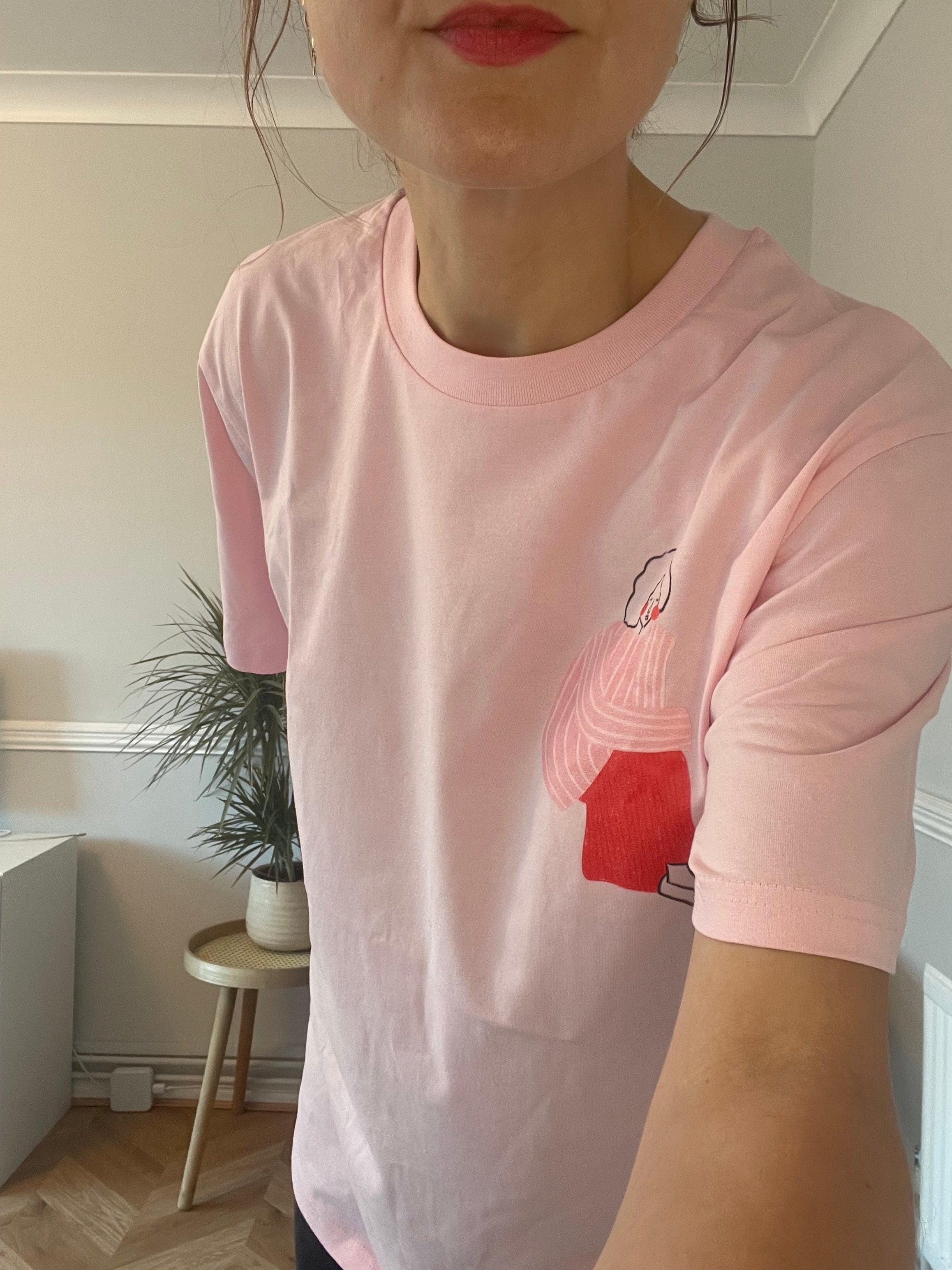 T-SHIRT PINK AND RED LINE LADY