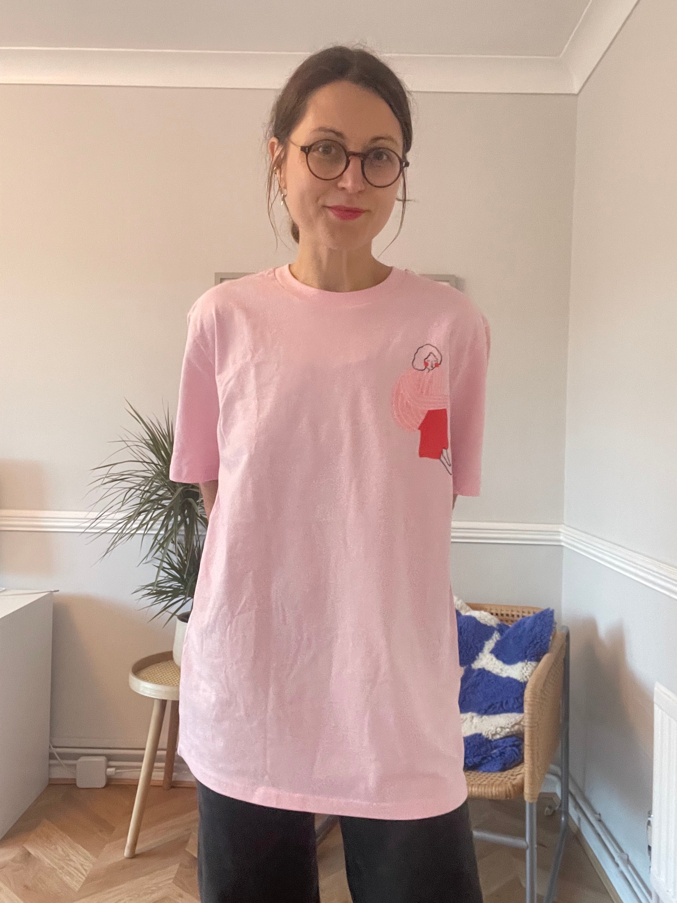 T-SHIRT PINK AND RED LINE LADY