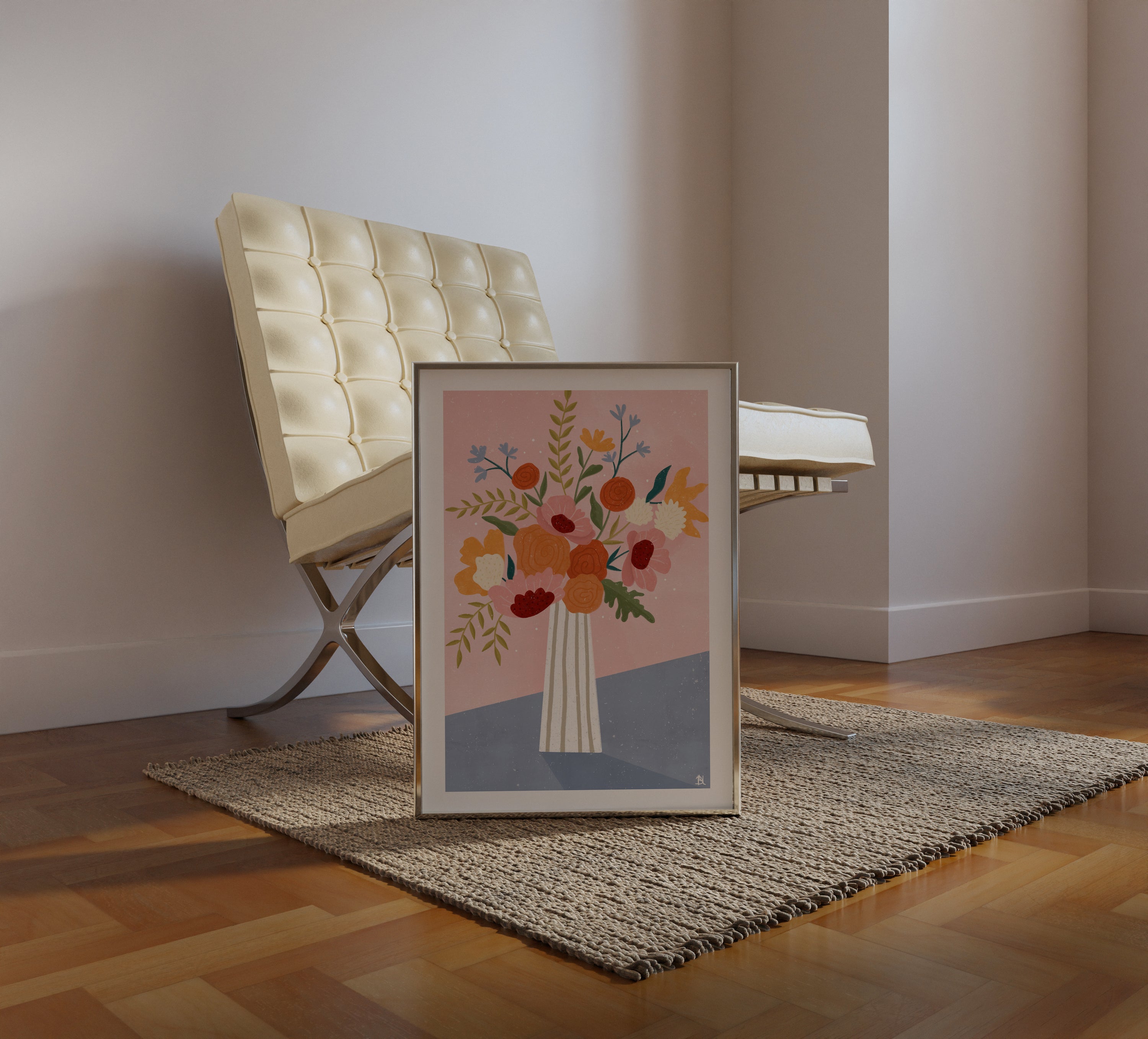 LINE VASE WITH FLOWERS