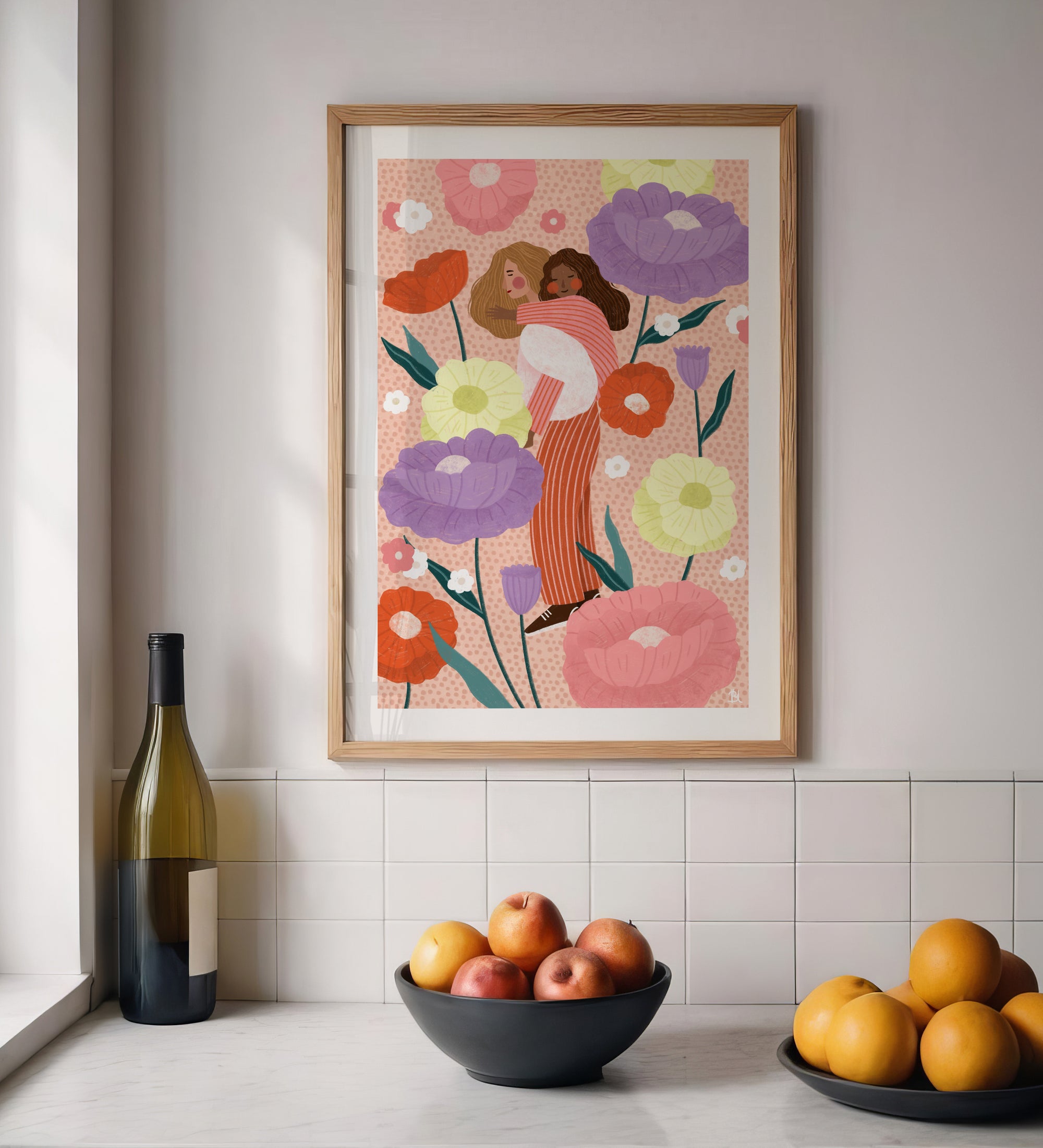 MUM AND DAUGHTER IN FLORAL GARDEN