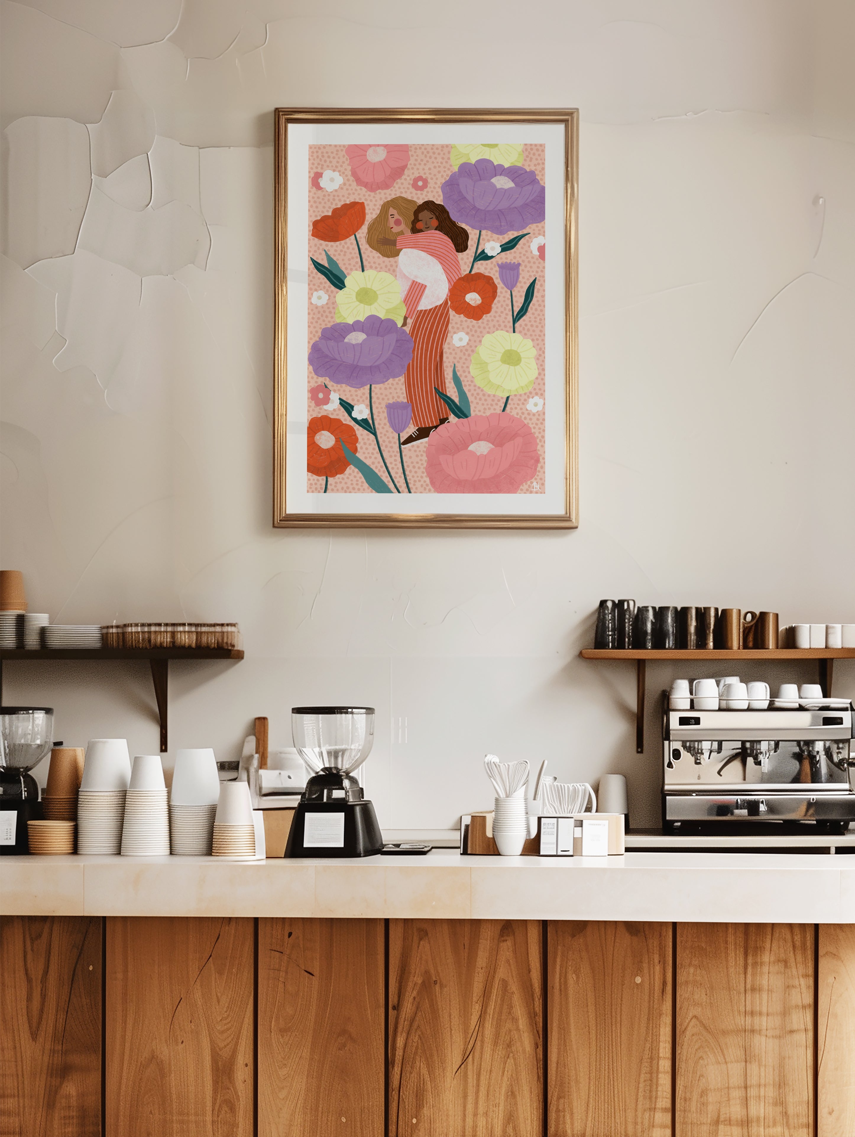 MUM AND DAUGHTER IN FLORAL GARDEN